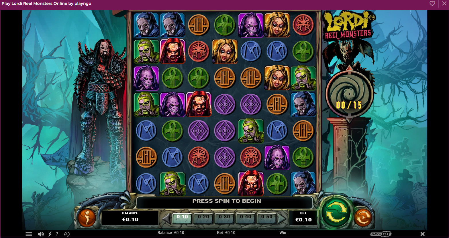 Lordi Reel Monsters slot gameplay image featuring characteristic reels