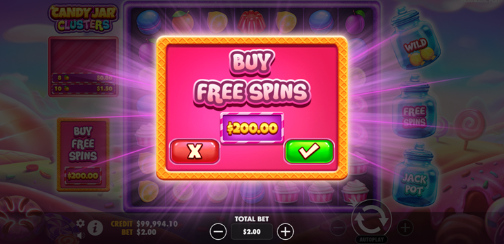 candy jar cluster buy free spins for 200 on the candy har clusters game grid with candyland background