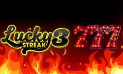 Juego de tragaperras Lucky Streak 3 de Endorphina con símbolos 777 en llamas.