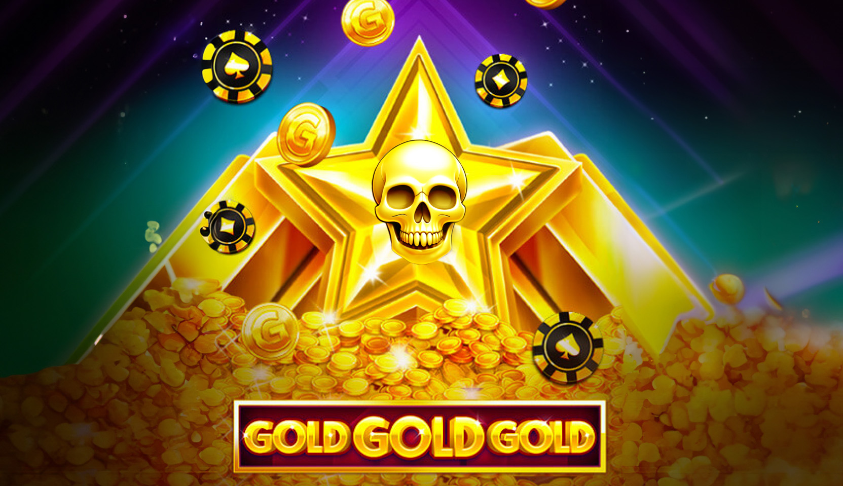 Gold Gold Gold slot game by Booming Games with a skull embedded star symbol